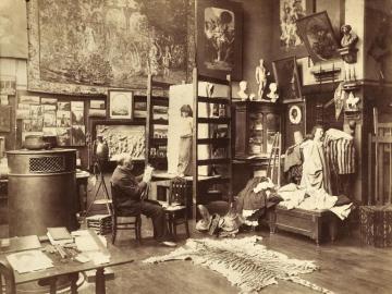 The painter Gustave Boulanger in his sudio, Paris