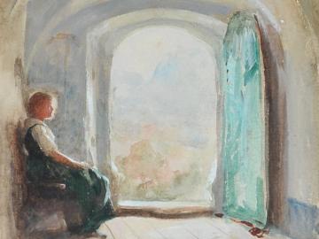 Seated Young Woman contemplating 