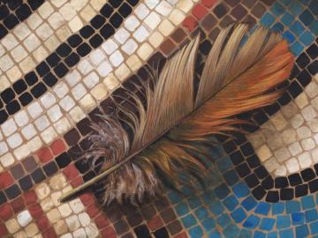 Feather on mosaic