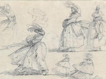 Study of women with hat and little girls