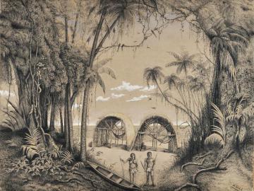  Carbets d’Indiens Kali'na au bord du fleuve Maroni, Guyane française