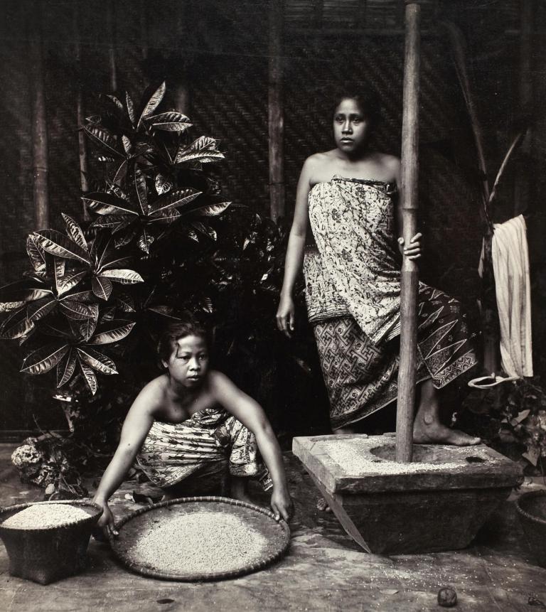 Femmes indonésiennes préparant des céréales