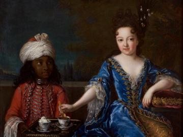 Mademoiselle de Nantes et son jeune page indien servant le chocolat