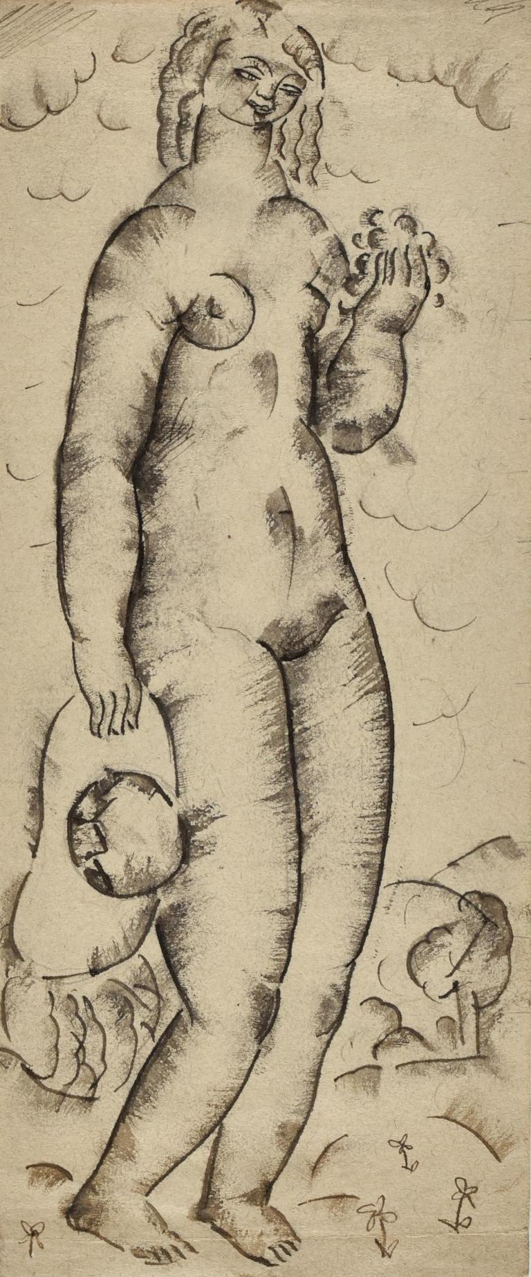 Nude with a straw hat