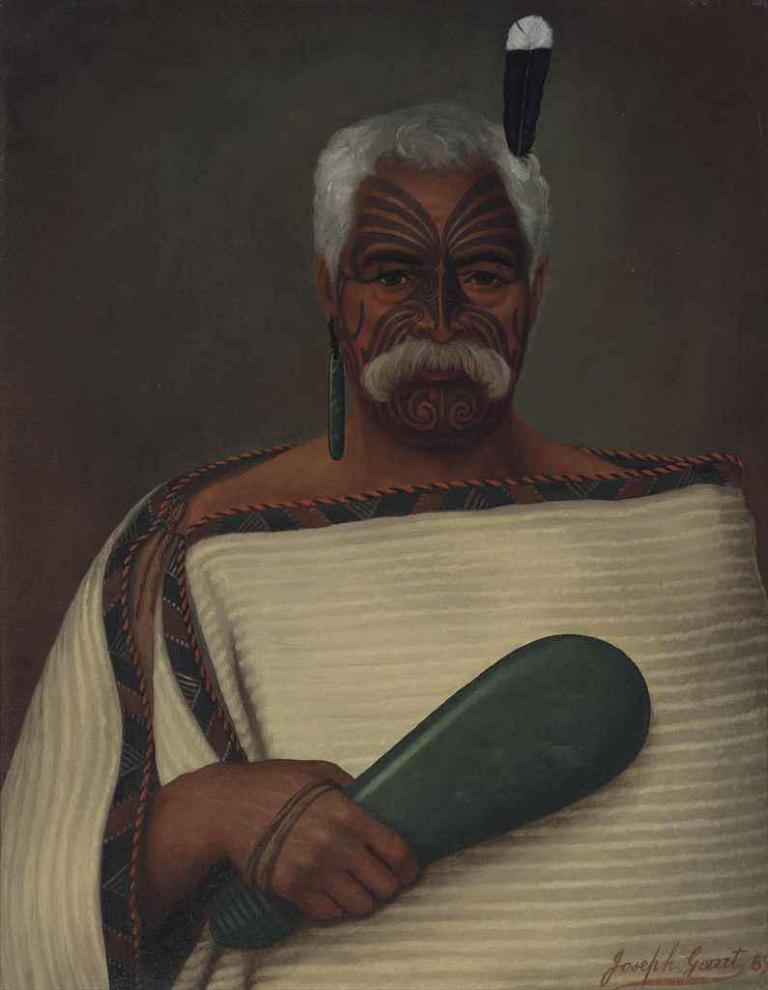 Portrait of the chief Maori Paurini Te Whiti, Rangatira-o-Nagatingarengare