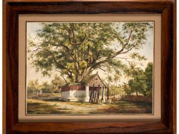 Banyan tree and pagodas near Cochin, Malabar Coast