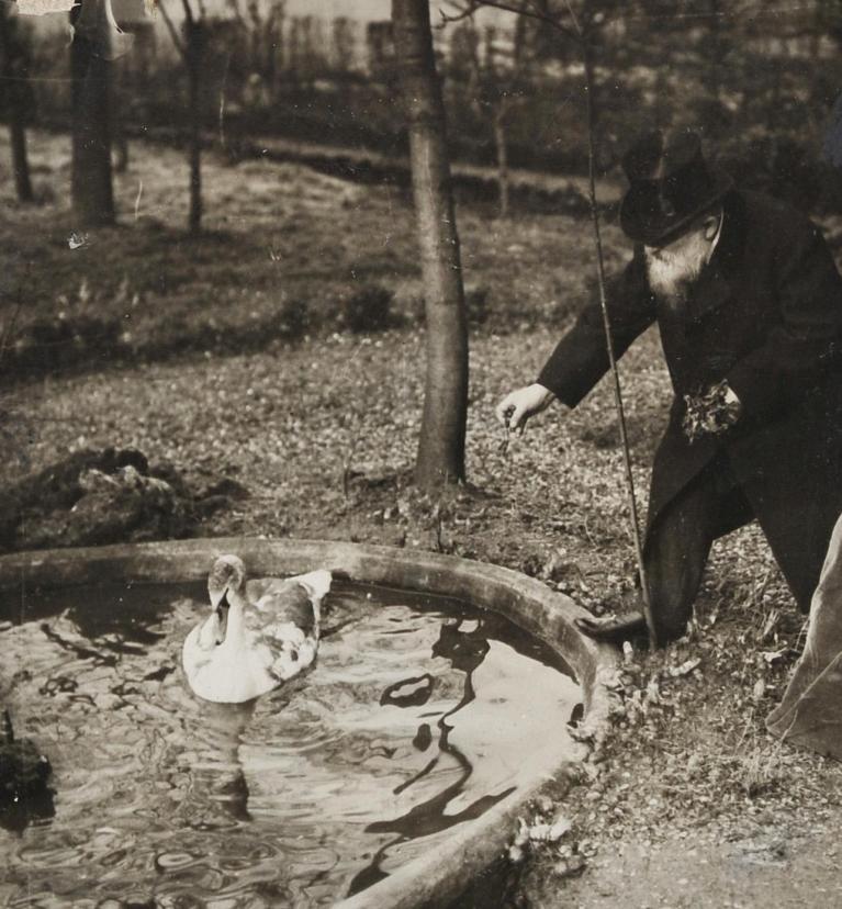 Portrait of Auguste Rodin near a pond in Meudon