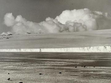 Cumulus cloud rolling up over Barne Glacier