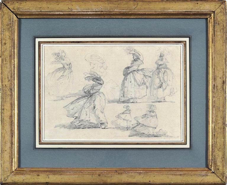 Study of women with hat and little girls