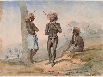 Trois hommes, Aneytum , Nouvelles-Hébrides (Vanuatu)