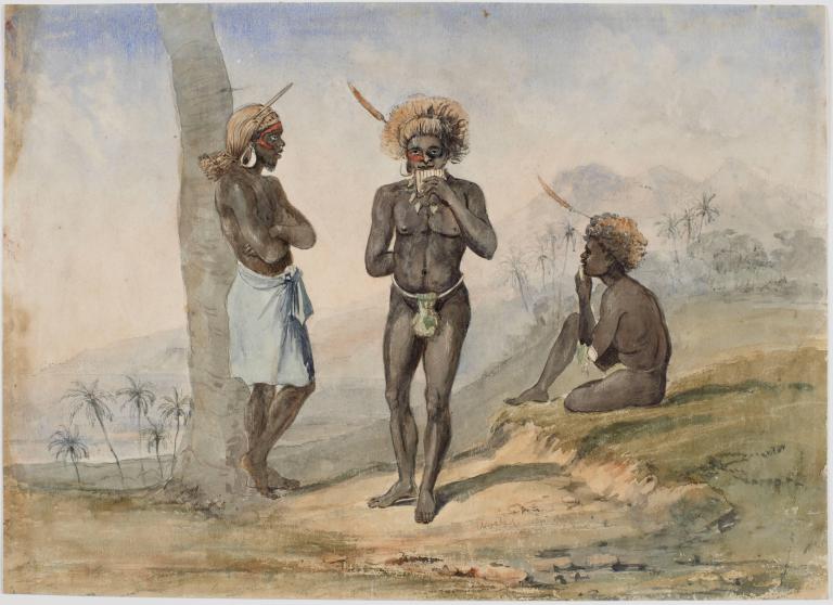 Trois hommes, Aneytum , Nouvelles-Hébrides (Vanuatu)