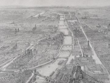 Vue générale de Paris avec l'île de la Cité et Notre Dame