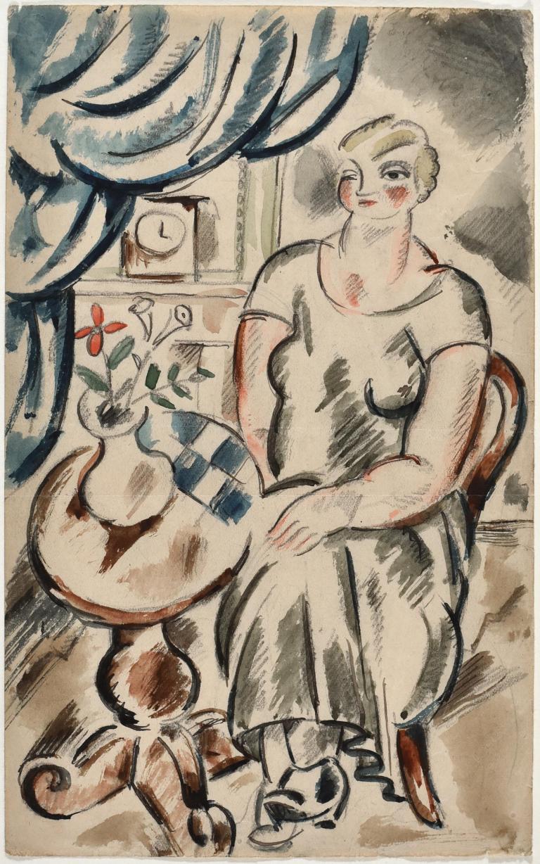Woman with a table