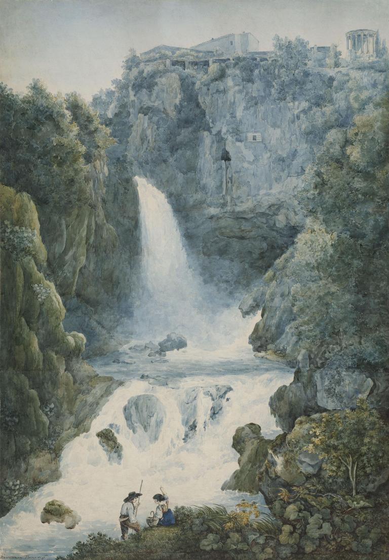 Waterfall, Neptune's Grotto with the Temples of Vesta and Sibyl in Tivoli