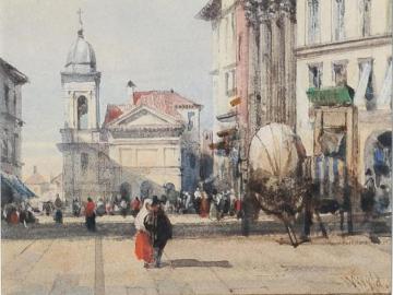 View of Piazza del Comune in Assise, Italy