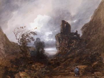 Stormy landscape with a ruined castle
